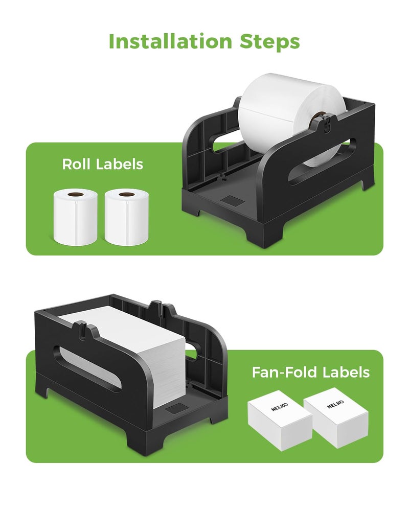Nelko Label Holder, Thermal Label Holder for Rolls and Fan-Fold Labels, Shipping Label Roll Holder for Desktop Label Printer Shipping Supplies Industrial Labels Accessory for Home, Office (Black) - Image 3